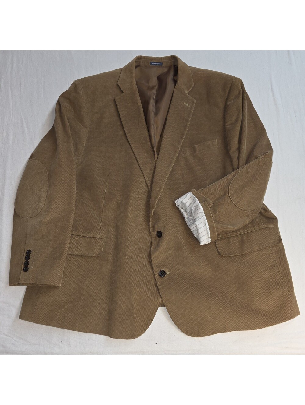 Stafford Sport Coat Mens 54 PTReg Tan Corduroy Portly Fit Elbow Patch